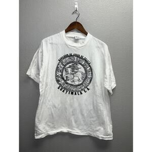 Vintage Guatemala Shirt Marcador De Juego Pelota Graphic White Tee Large